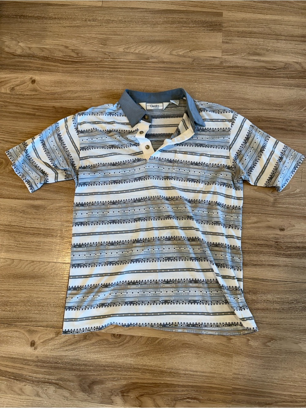Classics Men’s White & Blue Striped Polo